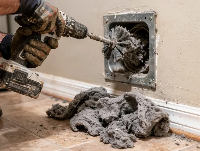 Certified Wildomar Dryer Vent Cleaning technician performing dryer vent cleaning in Wildomar