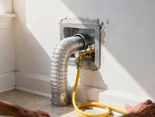 Wildomar Dryer Vent Cleaning certified technician performing specialized gas dryer vent cleaning in Wildomar
